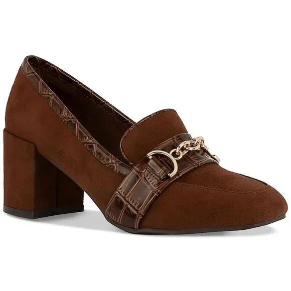 Karen Scott Brown Block Heel Loafers - Picture 1 of 4